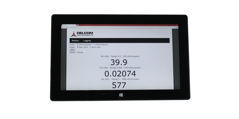 Measure the sheet resistance or ohm-square of a moving web of deposited conductive film in real-time.